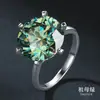 Anel Clássico de Moissanita de 5 Quilates Esmeralda Europeu e Americano Mais Vendido com Seis Garras Anel de Prata Esterlina 925 Anel de Diamante Grande Anel de Casamento