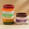 Pulsera Cuadrada de Resina con Degradado Transfronterizo Europea y Americana, Lujo Ligero, Sensación de Alta Gama, Joyería Moderna y Versátil con un Diseño Único