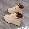 Zapatos de algodón de caña alta para mujer, nueva colección otoño/invierno 2026, forrados de felpa para abrigar, de suela gruesa, antideslizantes, a la moda y con un estilo de zapato de papá moderno, DKV289