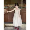 Vestido Estilo Francês para Meninas, Vestido de Alça Princesa de Verão para Crianças, Vestido Branco de Aniversário para Menininha, Vestido Tutu