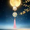 Flores y luna llena para el Festival de Medio Otoño, colgante de campana de palacio de conejo de jade, adorno colgante de borla hecho a mano DIY, carillón de viento para coche, accesorio colgante de decoración navideña