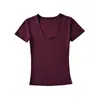 Camiseta de Manga Corta Ajustada de Tencel con Cuello en U 'Pure Desire' para Mujer, Verano 2026, Top Corto Ajustado a la Cintura con Hombros Rectos, Moderno