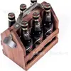 Cesta de Cerveja de Madeira Retrô com Abridor de Garrafa, Cesta de Vinho Criativa Destacável, Cesta de Armazenamento de Cerveja para Bar KTV