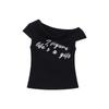 Camiseta de Manga Corta con Estampado de Letras 'Sweet and Spicy Girl' para Mujer Verano 2026 Nuevo Diseño Ajustada Corta sin Hombros