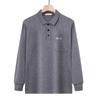 Otoño e Invierno Personas de Mediana Edad y Jóvenes Color Sólido Camisa POLO Top Cálido para Hombre Terciopelo Terciopelo de Doble Cara Manga Larga Solapa Bolsillo Camiseta