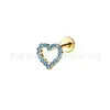 Aretes de corazón de aleación de titanio F136 totalmente engastados con diamantes, tachuelas para el cartílago, perforaciones para labio de titanio G23 con espiral interna engastadas con circonita, joyería para perforaciones