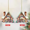 Casa de Açúcar Neve de Natal Pingente de Feriado Transfronteiriço Acrílico Plano Decoração de Interior de Carro Pingente de Chaveiro