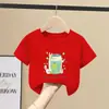 2290 # 100% Algodón Cuello Redondo Algodón Puro Mediano y Grande Ropa Infantil Camiseta de Celebridad de Internet Ropa Infantil Estilo Verano Manga Corta para Niñas Tops de Dibujos Animados