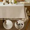 Mantel de lujo, impermeable y a prueba de aceite, no necesita lavado, estilo americano de alta gama, color liso, imitación de algodón y lino, mantel rectangular para mesa de comedor y mesa de centro
