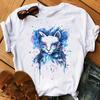 Camiseta feminina de manga curta 2023 ins moda europeia e americana estampada manga curta gola redonda para usar por baixo independente