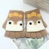 Guantes para niños otoño e invierno cálidos de medio dedo con tapa de dibujos animados lindos de punto con dedos descubiertos para bebé con forro polar engrosado para niños y niñas