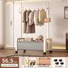 Cabide e Arara Combinados, uma Solução Conveniente para Pendurar Roupas à Noite, Arara Móvel para o Fim da Cama, Cabide Vertical de Chão para o Fim da Cama