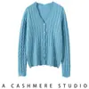 Cárdigan de cachemir trenzado acogedor de otoño e invierno para mujer, suéter abrigo vintage de cuello en V para commuting, abrigo de punto para mujer de estilo holgado y casual