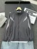 Chaqueta de malla negra estilo americano de secado rápido con protección solar para hombre, chaqueta ligera de seda helada transpirable para el verano, abrigo para deportes al aire libre