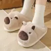 Pantuflas de pelo de capibara para mujer otoño e invierno exterior suela gruesa interior hogar cálidas de algodón venta al por mayor transfronteriza