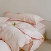 Conjunto de Quatro Peças de Algodão Super Macio Tingido em Fio Algodão Lavado Classe A Outono e Inverno Algodão Puro Simples Cama Lençóis de Cama Capa de Edredom Conjunto Simples de Três Peças Solteiro
