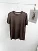 Camiseta de punto de manga corta, holgada, cuello redondo, minimalista, con brillo, mezcla de lana y Tencel, Nueva Colección Otoño 2026