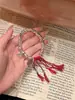 Personalizado--Fio de Algodão Vintage Desgastado Boa Sorte Auspicioso Enrolamento DIY Pulseira para Mulheres, Joia Tecida de Nicho de Luxo Leve para Casal