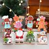 Adornos navideños transfronterizos: pareja de hombrecitos de jengibre, hombrecitos de galletas, adornos navideños de madera para escritorio.