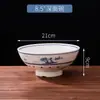 Tigela Grande de Cerâmica com Pés Altos, Tigela de Sopa, Tigela de Macarrão, Tigela de Arroz, Tigela de Kimchi, Tigela de Sopa de Peixe em Conserva, Tigela Grande para Culinária Chinesa com Pés Altos
