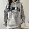 Sudadera Gruesa con Bordado de Letras de Marca Americana de Moda Transfronteriza 2026 para Mujer, Casual, con Capucha, Holgada, Otoño e Invierno