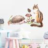 Nuevo Pegatina Decorativa de Pared para Habitación Infantil, Guardería, Hogar FX-F343 Ardilla de Dibujos Animados Encuentro Cosecha de Granos Erizo