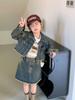 Terno infantil coreano, roupas infantis, outono/inverno 2023, jaqueta jeans feminina, saia jeans, roupa infantil
