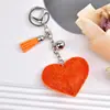 Nuevo Estilo Chanel Corazón de Melocotón Pedrería Cuero Llavero Borla Colgante Llavero Corea del Sur Franela Diamante Llavero