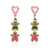 Pendientes de Atmósfera Navideña con Diamantes, Árbol de Navidad, Papá Noel, Hombre de Jengibre, Pendientes Navideños a la Moda, Lindos y Versátiles