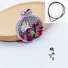 Collar elegante de plata esterlina con zorro de nueve colas pintado con flor de durazno de estilo étnico, cadena para suéter de mujer, colgante largo para accesorios de ropa