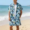 Conjunto de Seda de Gelo para Homem para Comércio Exterior Transfronteiriço, Camisa de Manga Curta de Secagem Rápida, Shorts de Praia com Estampa Versátil, Conjunto de Duas Peças Combinando para Casal