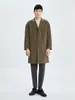 Abrigo de lana pura de otoño e invierno para hombre, largo medio hasta la rodilla, abrigo de lana de doble cara, abrigo de lana para traje de negocios