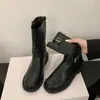 Botas Vaqueras Western con Hebilla Retro para Mujer 2026 Nuevos Zapatos Marrones Botines Cortos Piel Suave Botas de Montar a Media Pantorrilla Tacón Grueso Botas Martin