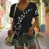 Camiseta de manga curta transfronteiriça impressão digital 3D pata de gatinho Amazon AliExpress novidade quente gola V manga curta feminina