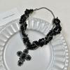 Colar Pingente de Pedra Irregular Preto e Branco Doce e Cool com Design Único e Corrente de Clavícula Multicamadas
