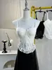 Camisole sexy de renda com barbatanas e bojos, modeladora e valoriza o corpo, top sexy sem costas para seios pequenos, 8717