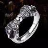Anillo Retro Vajra de Plata Tailandesa Estilo Chino para Hombres y Mujeres Diseño Nicho Estilo Étnico Anillo de Aleación para Parejas Xizang