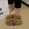 Nuevas Zapatillas de Piel con Hebilla y Puntera Reforzada para Mujer Otoño/Invierno 2026, Estilosas para Exteriores, Tacto de Alta Gama, Zapatillas Calientes con Forro de Terciopelo