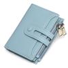 Billetera Corta para Mujer al por Mayor del Fabricante Estilo Coreano 70% de Descuento Billetera para Monedas con Doble Cremallera Portatarjetas de Cuero de Microfibra Billetera con Broche