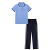 Conjunto de Uniforme de Verão para Alunos do Ensino Fundamental e Médio Camiseta de Manga Curta Cor Pura Foto de Formatura Apricot Calças de Uniforme de Verão Personalização