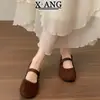 Em estoque~Sapatos femininos elegantes estilo francês com solas macias que não cansam os pés, sapatilhas femininas redondas da moda, sapatos Mary Jane
