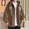 Moletom com capuz de cardigã de designer para primavera e outono transfronteiriço, jaqueta versátil de topo estilo Hong Kong ins de nicho para homens