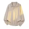 Novedad de Otoño Polo de Punto con Cuello y Mangas Largas para Hombre Suéter Jersey Holgado de Color Sólido Top Básico Versátil Casual