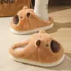 Pantuflas de pelo de capibara para mujer otoño e invierno exterior suela gruesa interior hogar cálidas de algodón venta al por mayor transfronteriza
