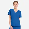 Uniforme de Enfermagem Elástico Manga Curta Conjunto de Duas Peças Feminino Roupa de Trabalho para Dentista Roupão Cirúrgico Esticável Masculino
