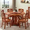 Mesa Redonda de Comedor de Madera Maciza China Mesa Redonda para el Hogar Combinación Mesa Redonda Giratoria para Comer Mesa Redonda de Hotel Mesa de Comedor de Restaurante Mesa