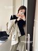 Dongdaemun 8827 Camiseta Básica Estilo Americano Cor Contrastante Gola Redonda Manga Longa Estilo Novo Outono Inicial Camisa para Camadas Internas para Mulheres
