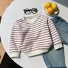 Sudadera infantil de cuello redondo con rayas de colores para primavera y otoño, top holgado de manga larga para niños y niñas, jersey casual para niños pequeños, adecuado como prenda exterior