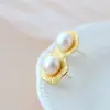 Pendientes Nafoge de plata al por mayor con incrustaciones de perla natural de agua dulce, chapados en oro, pendientes de moda europea y americana, creativos, de plata de ley 925