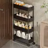 Prateleira de Armazenamento Traseira para Porta de Banheiro Vão Estreito do Banheiro Carrinho Pequeno Ultrafino Vão do Vaso Sanitário Muito Estreito Armário de Armazenamento de Chão Multi-Camadas